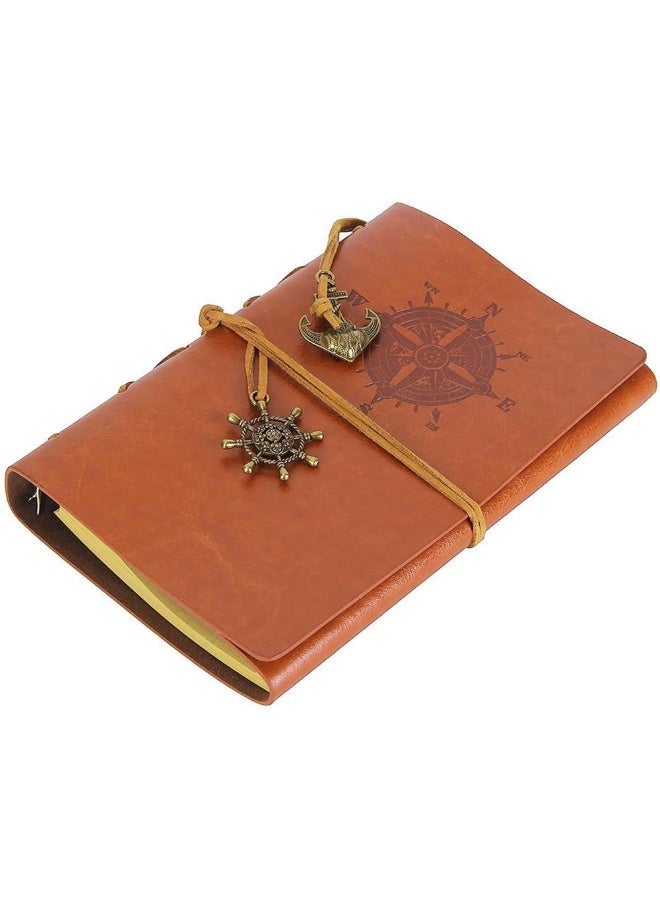 A6 دفتر ملاحظات جلدي عتيق، دفتر ملاحظات جلدي قابل لإعادة التعبئة بحجم ، مجلد حلزوني مع 160 صفحة من ورق الكرافت، دفتر ملاحظات جلدي مرن للسفر يمكن تخصيصه حسب الرغبة - Image 2